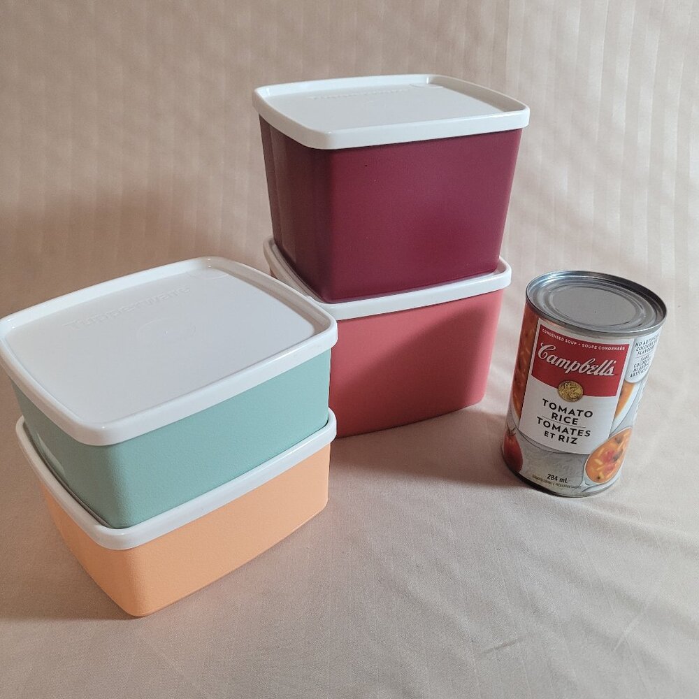 Tupperware Retro Square Round Containers - 4pc Set